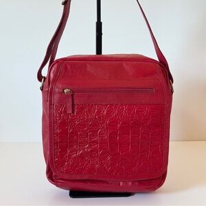 Bali Handcrafted Natural Dyed Leather Organize Shoulder Bag - Dark Red